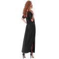 Kate Kasin Womens V-Neck à manches courtes noir Casual Loose Side Split Maxi Dress KK000673-1